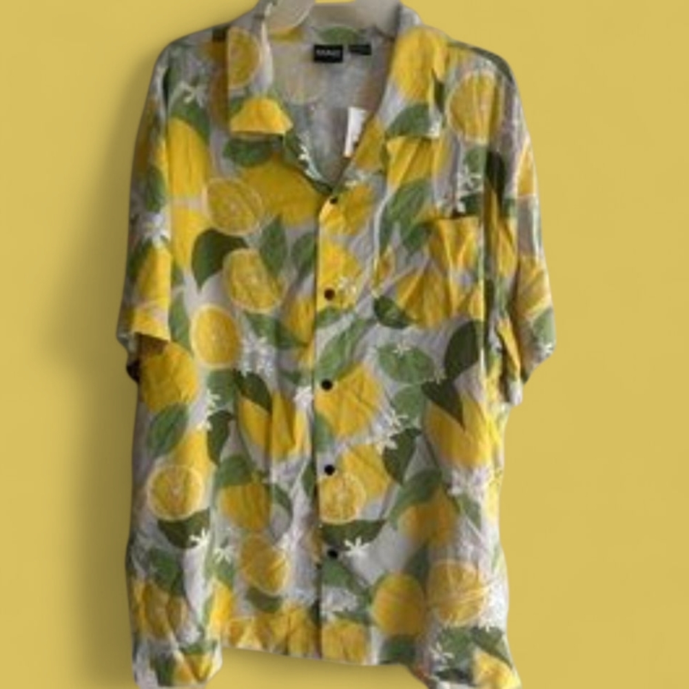 Yellow and Green Lemon Print Shirt